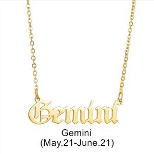 Gemini  Zodiac in Old English Font Astrology Star Sign Pendant Necklace